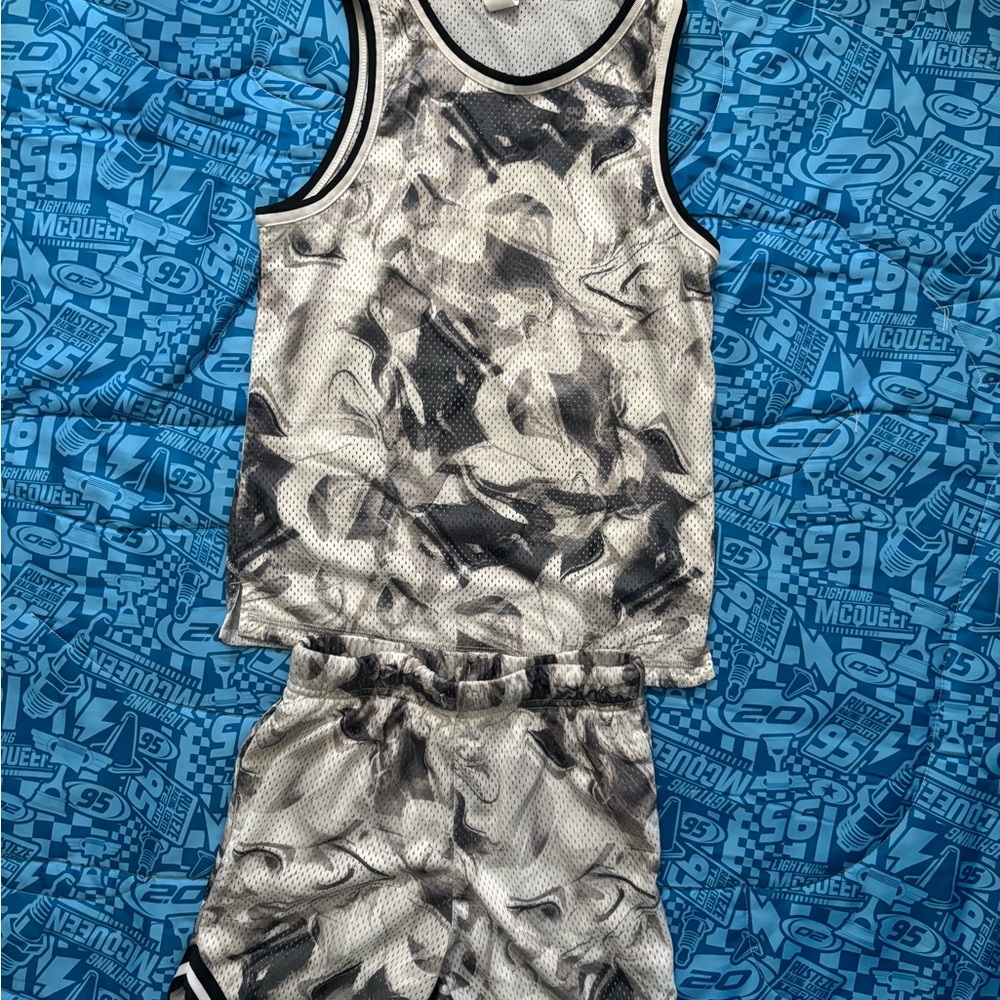 2/$25 Old Navy Gray and Black Marble Tank + Shorts Matching Set